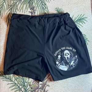 Women's Ghost Face Black Graphic Athletic Shorts Plus Size 2x